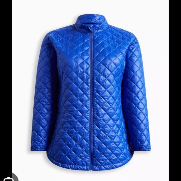 Torrid Cobalt Blue Diamond Quilted Puffer Jacket Size 2 - Picture 2 of 12